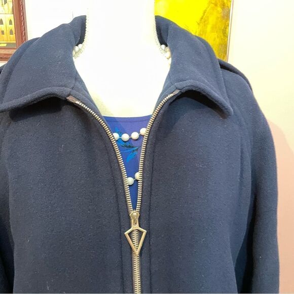 Vintage 1960s Unique Navy Blue and Silver 100% Wool Overcoat - Picture 16 of 16